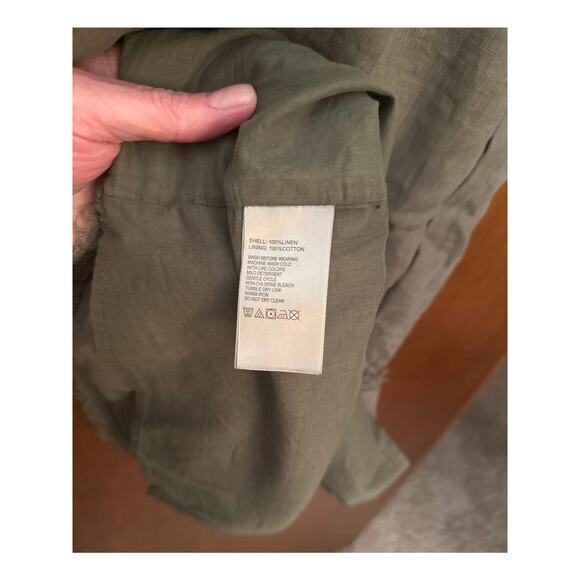 TOMMY BAHAMA TWO PALMS RUFFLE LINEN TEA LEAF SLEEVELESS DRESS; S - Picture 5 of 5